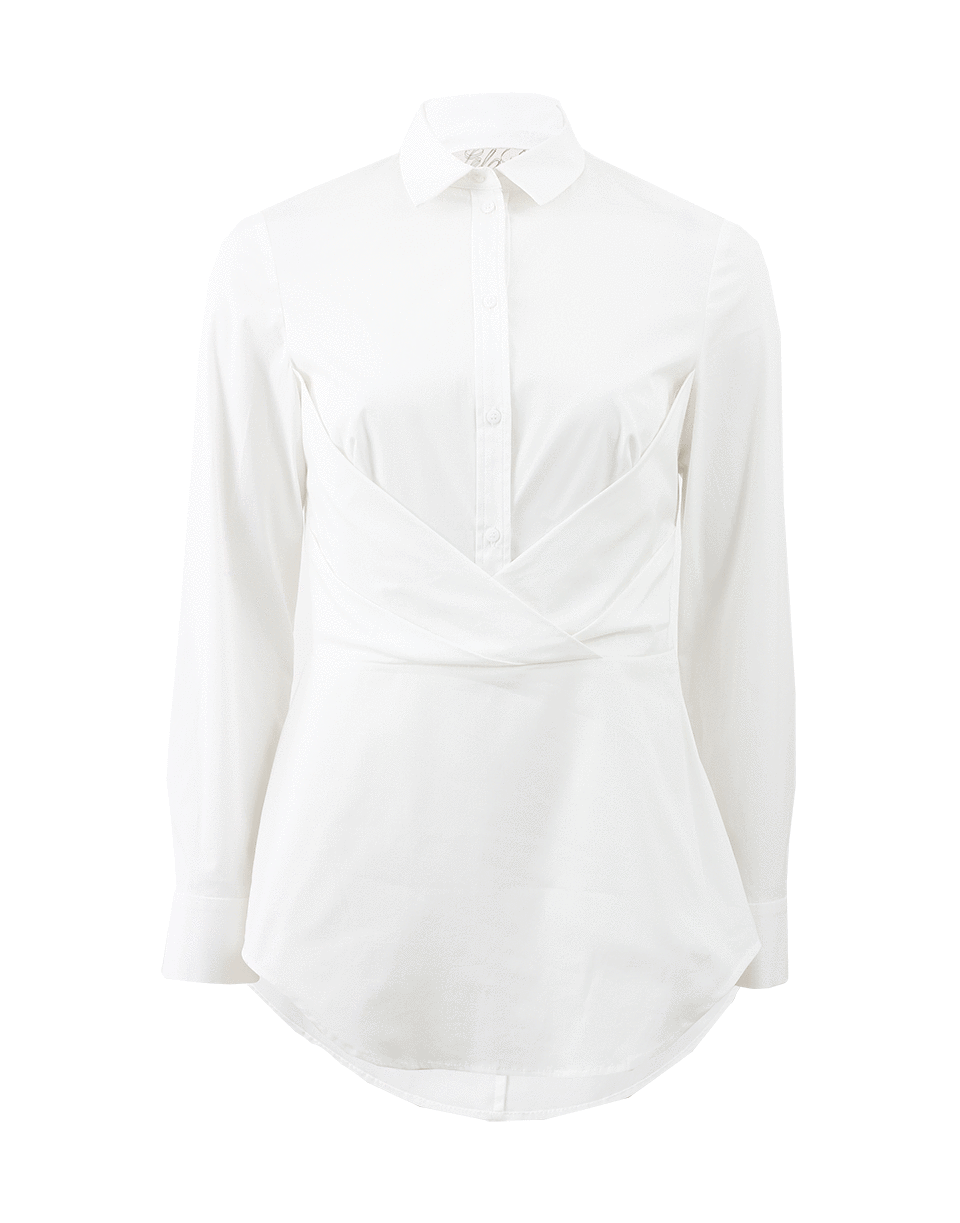 LELA ROSE-Wrap Front Button Up Blouse-