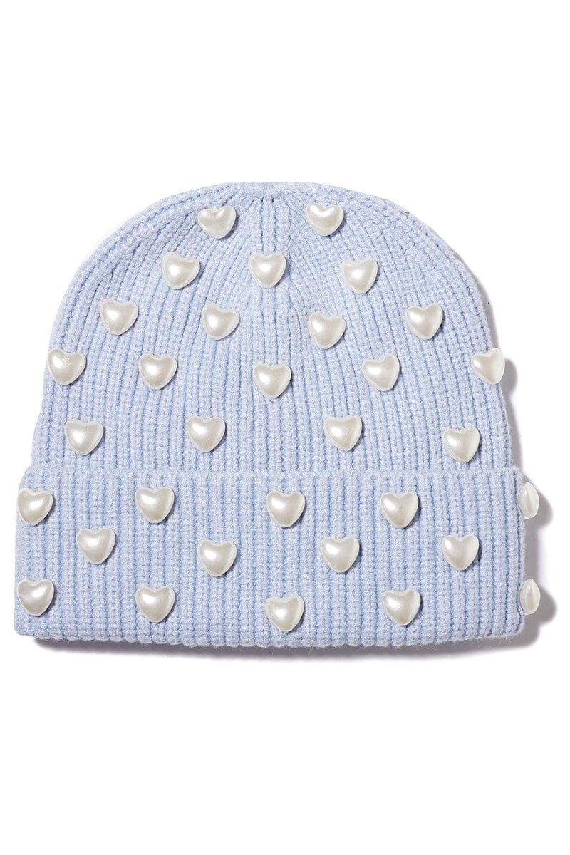 LELE SADOUGHI DESIGNS-Pearl Heart Beanie - Blue-BLUE
