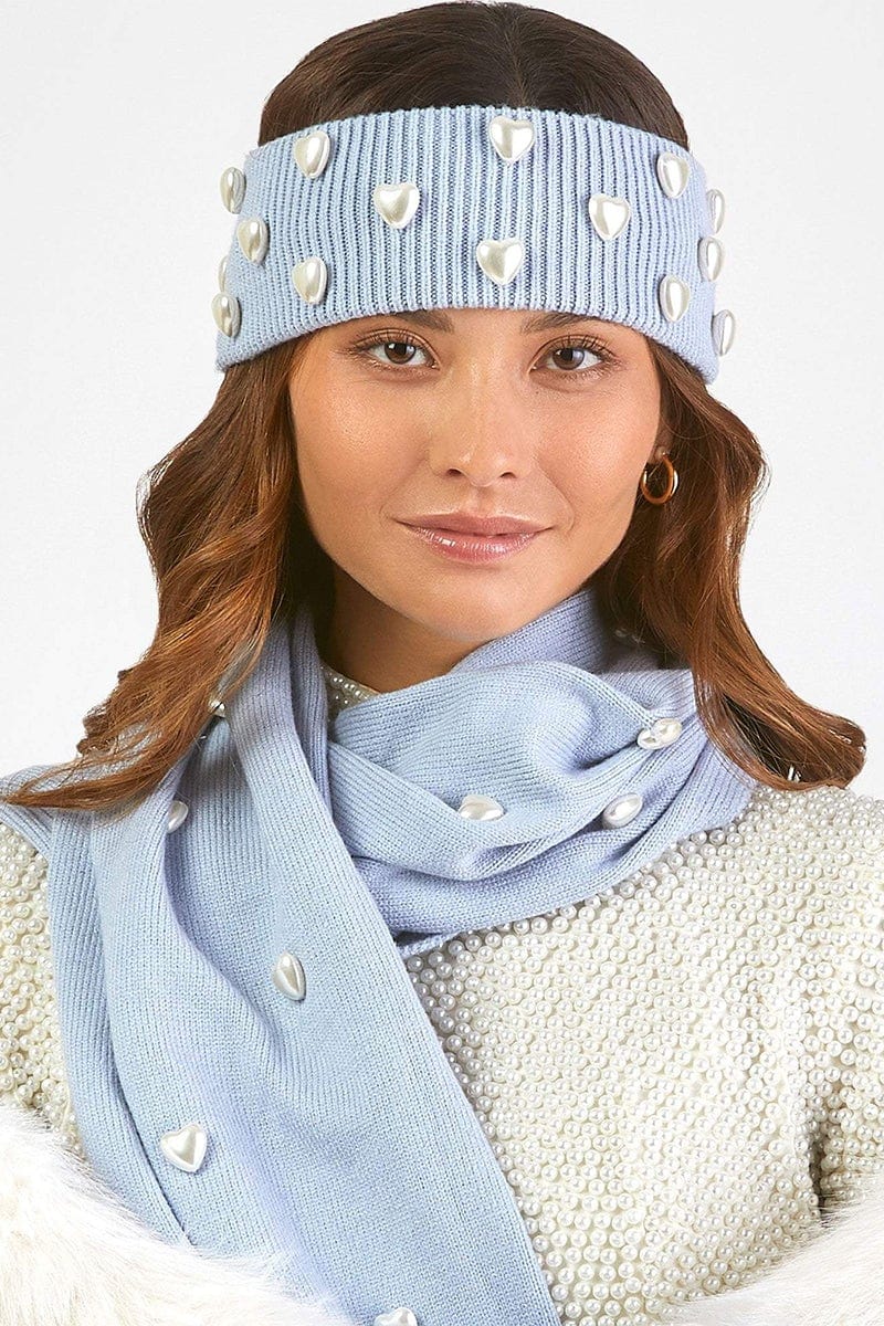 LELE SADOUGHI DESIGNS-Pearl Heart Ear Warmer - Blue-BLUE
