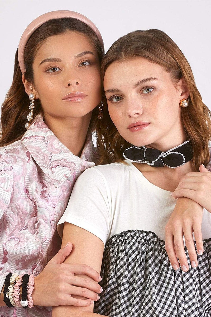 LELE SADOUGHI DESIGNS-Faux Leather Woven Alice Headband-BLUSH