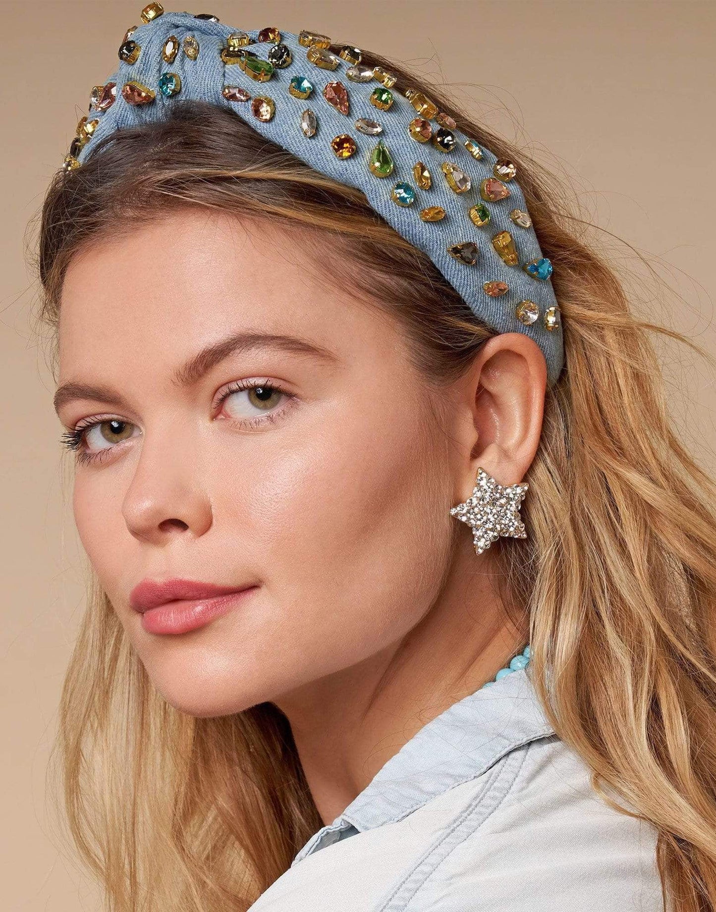 LELE SADOUGHI DESIGNS-Denim Candy Jeweled Headband-DENIM