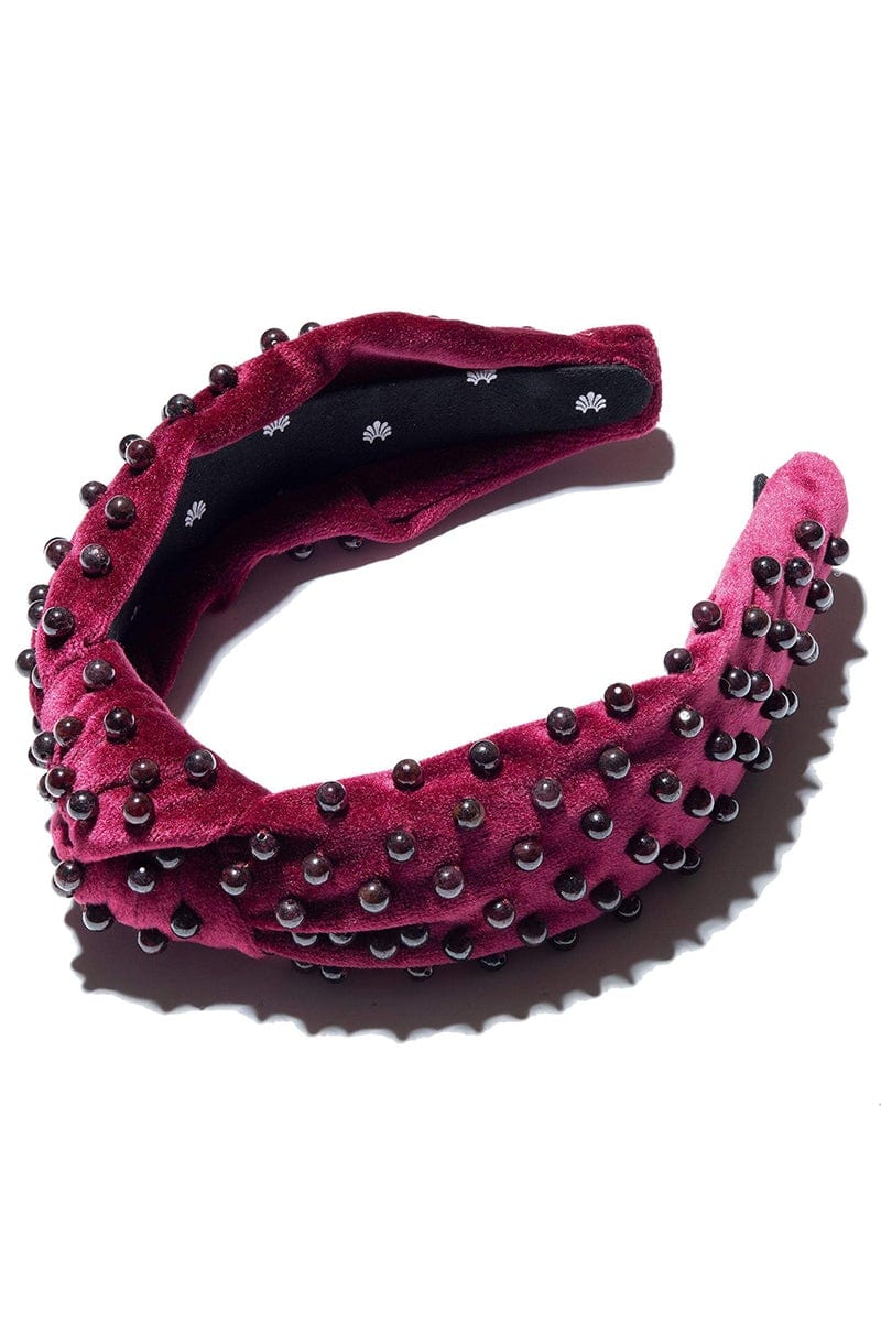 LELE SADOUGHI DESIGNS-Velvet Beaded Knotted Headband-GARNET
