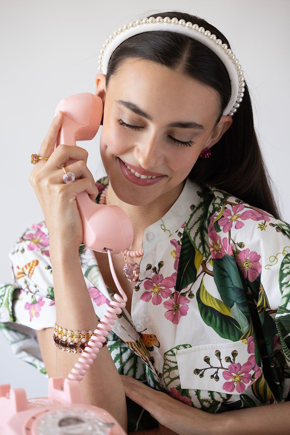 LELE SADOUGHI DESIGNS-Pearl Embellished Velvet Gigi Headband-IVORY