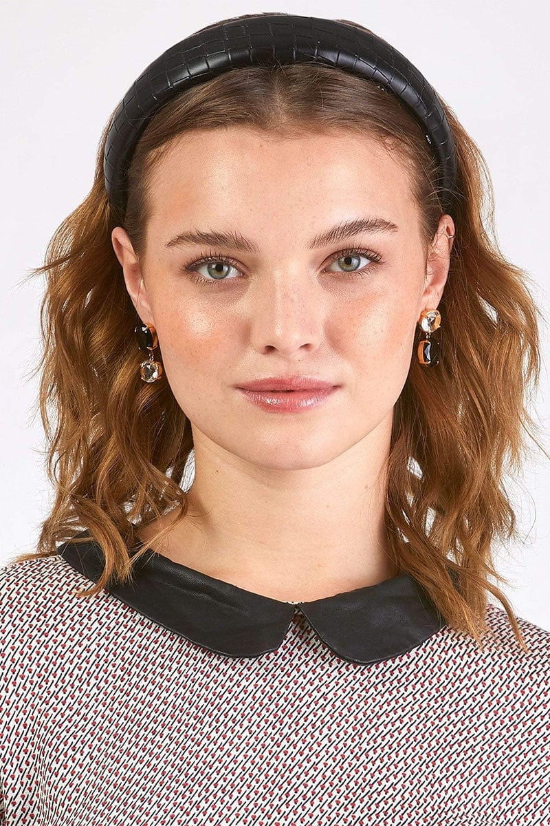 LELE SADOUGHI DESIGNS-Faux Leather Alice Headband-JET