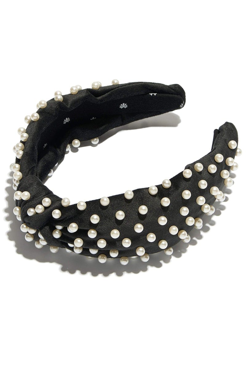 LELE SADOUGHI DESIGNS-Velvet Pearl Knotted Headband-JET