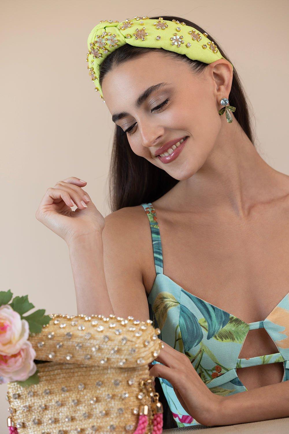 LELE SADOUGHI DESIGNS-Fusion Crystal Paillette Knotted Headband-LIMEZST