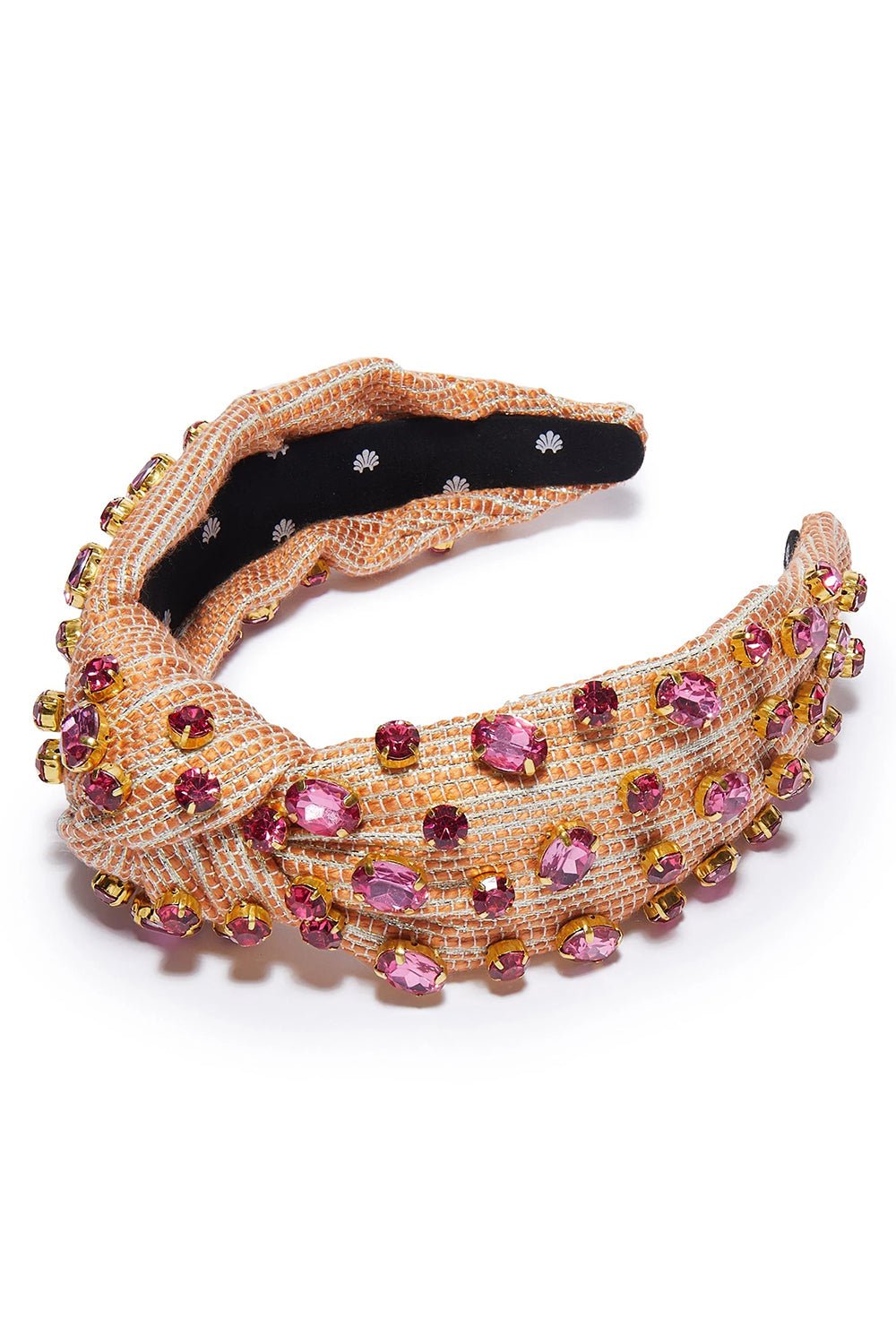 LELE SADOUGHI DESIGNS-Tweed Oval Crystal Knotted Headband-SFTCORAL