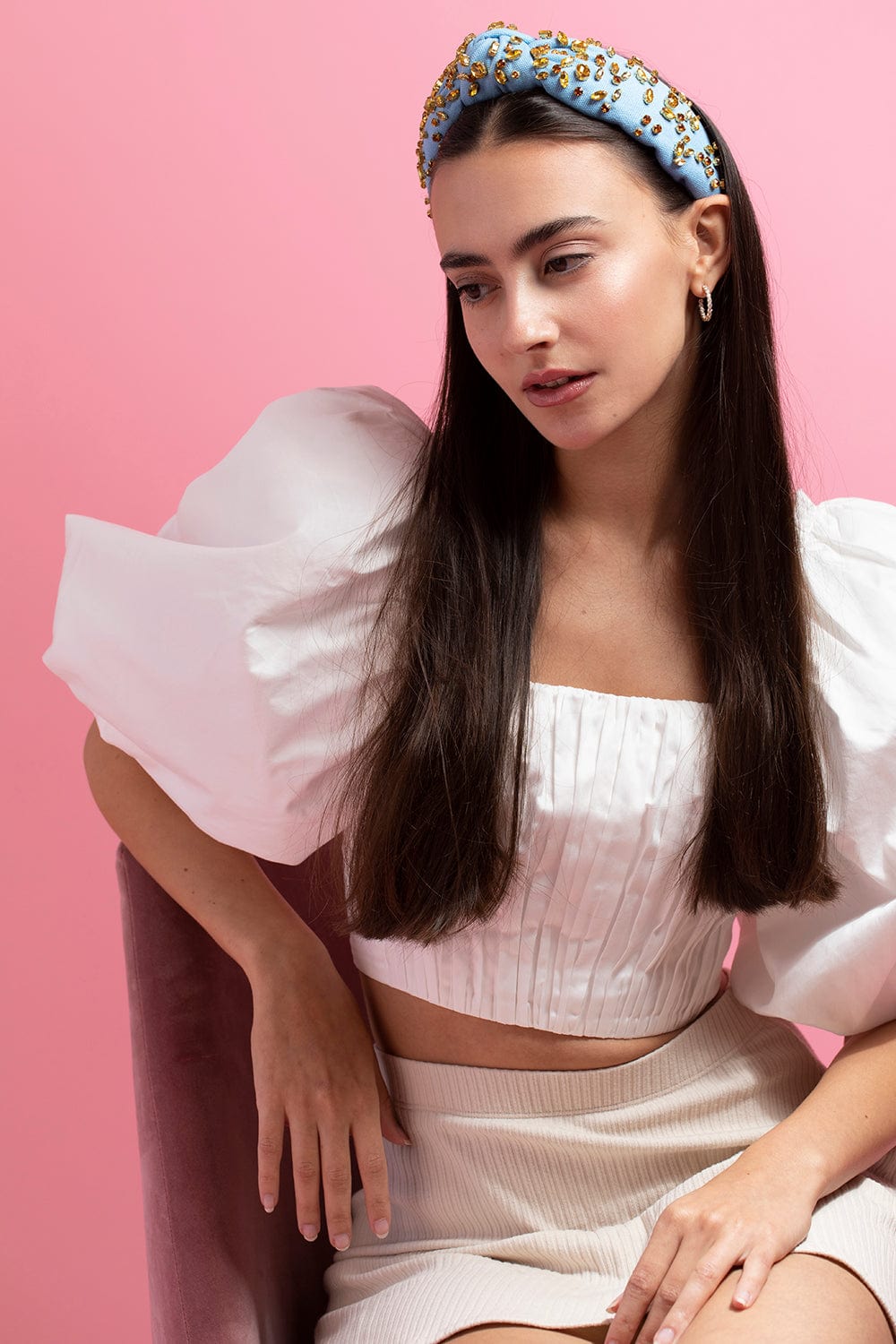 LELE SADOUGHI DESIGNS-Jeweled Knotted Headband - Sunshine-SUNSHINE