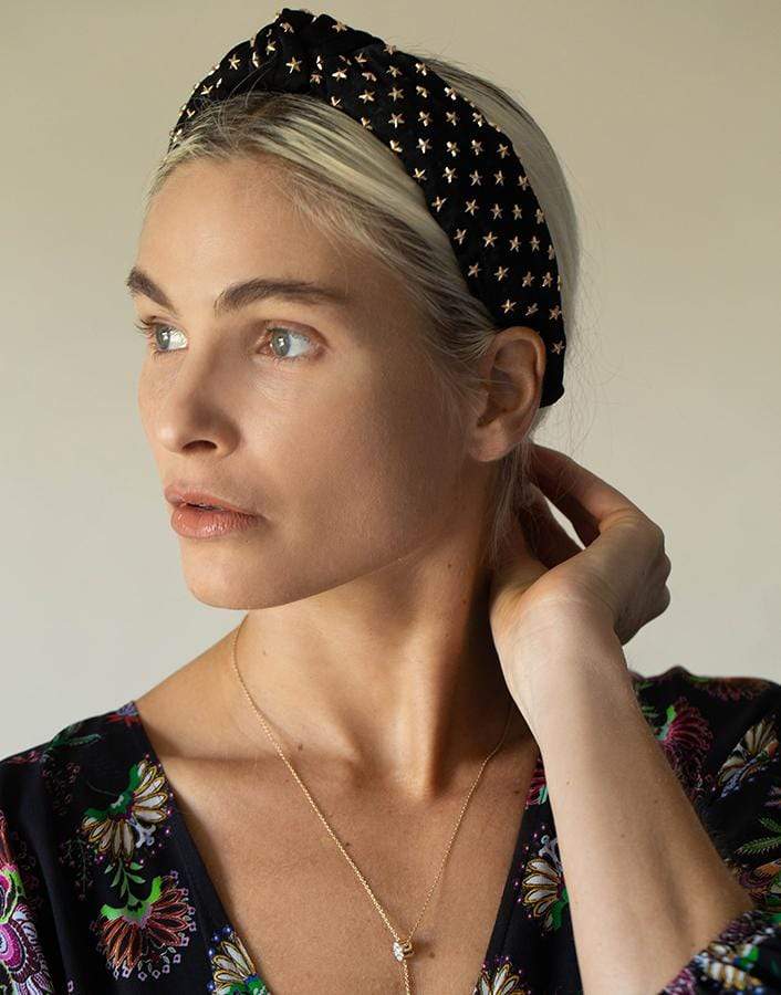 LELE SADOUGHI DESIGNS-Jet Star-Studded Knotted Headband-JET