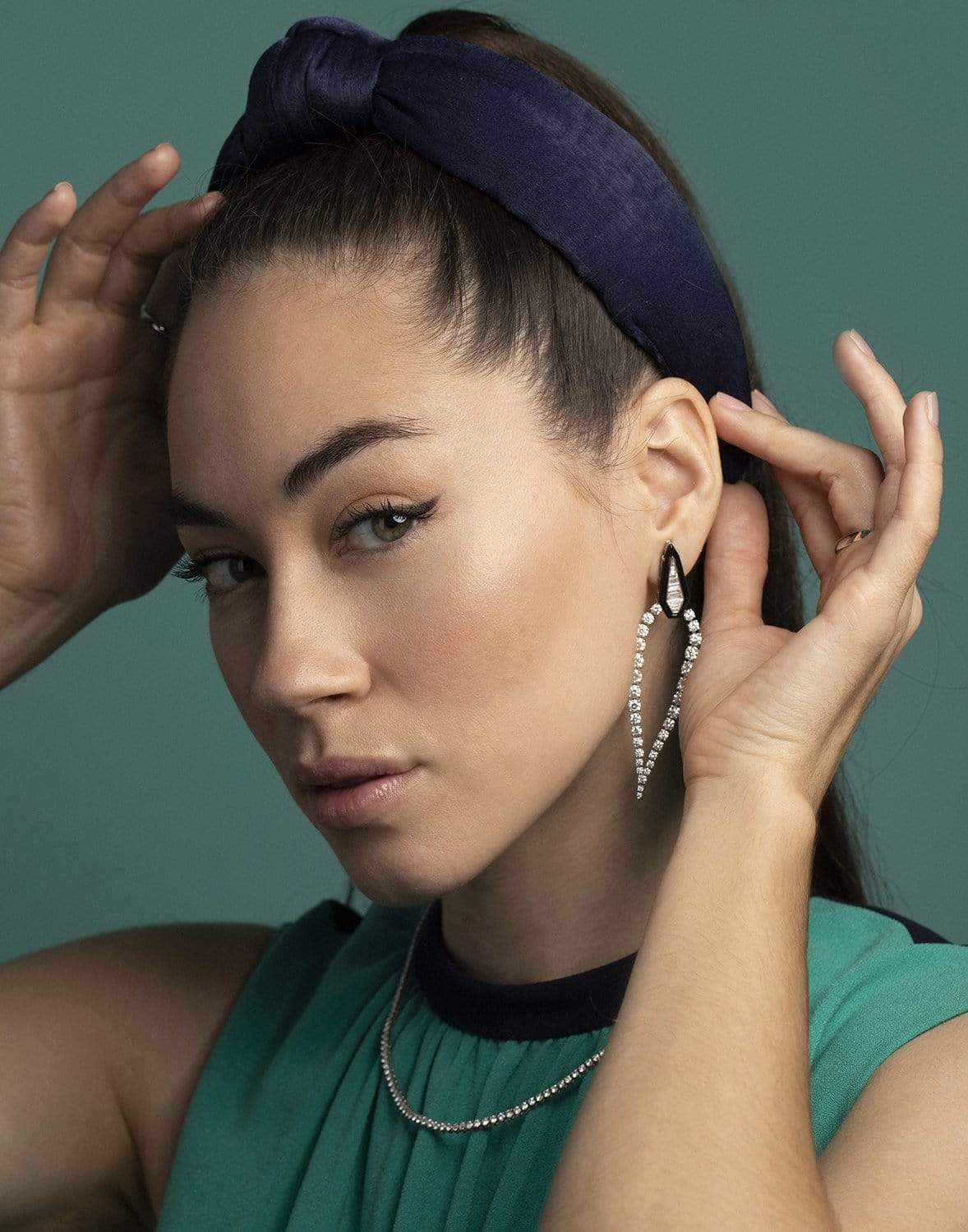 LELE SADOUGHI DESIGNS-Navy Silk Knotted Headband-NAVY