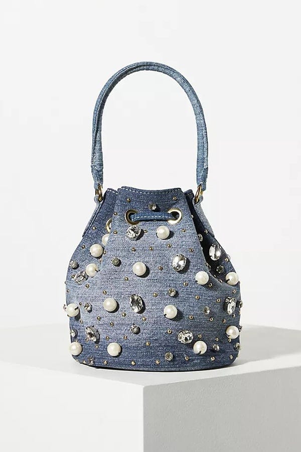 LELE SADOUGHI DESIGNS-Lucy Embellished Bucket Bag-DENIM