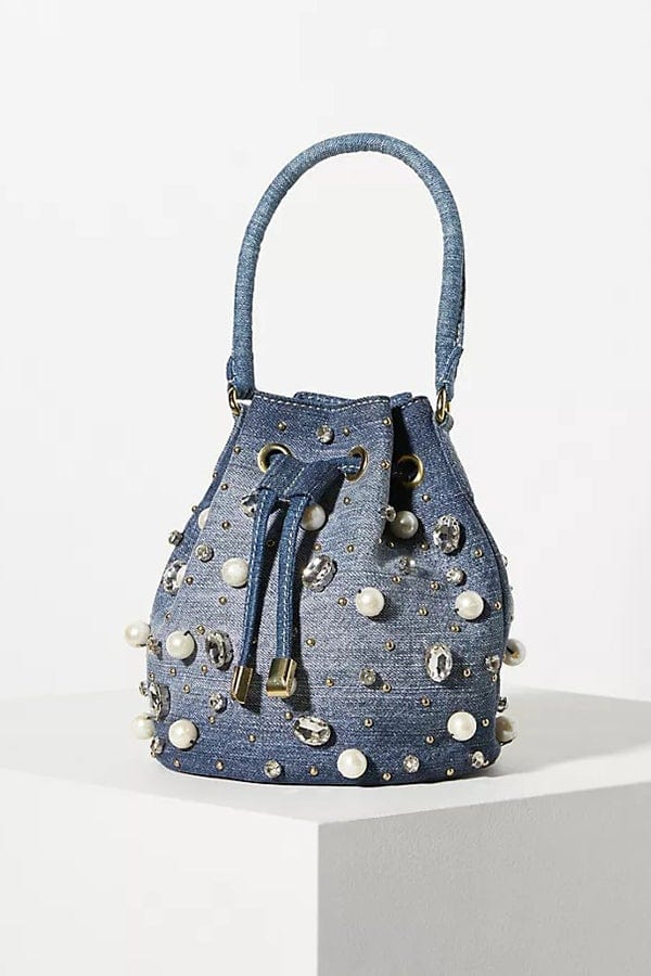LELE SADOUGHI DESIGNS-Lucy Embellished Bucket Bag-DENIM