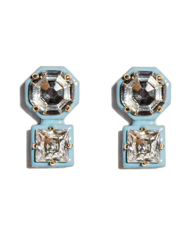 LELE SADOUGHI DESIGNS-Swarovski Double Crystal Stud Earrings-BLUE
