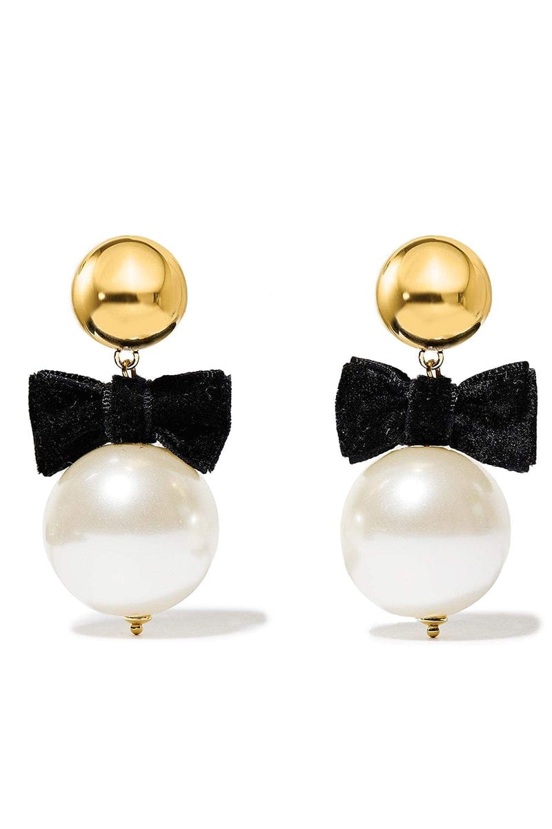 LELE SADOUGHI DESIGNS-Bow And Pearl Drop Earrings-JET