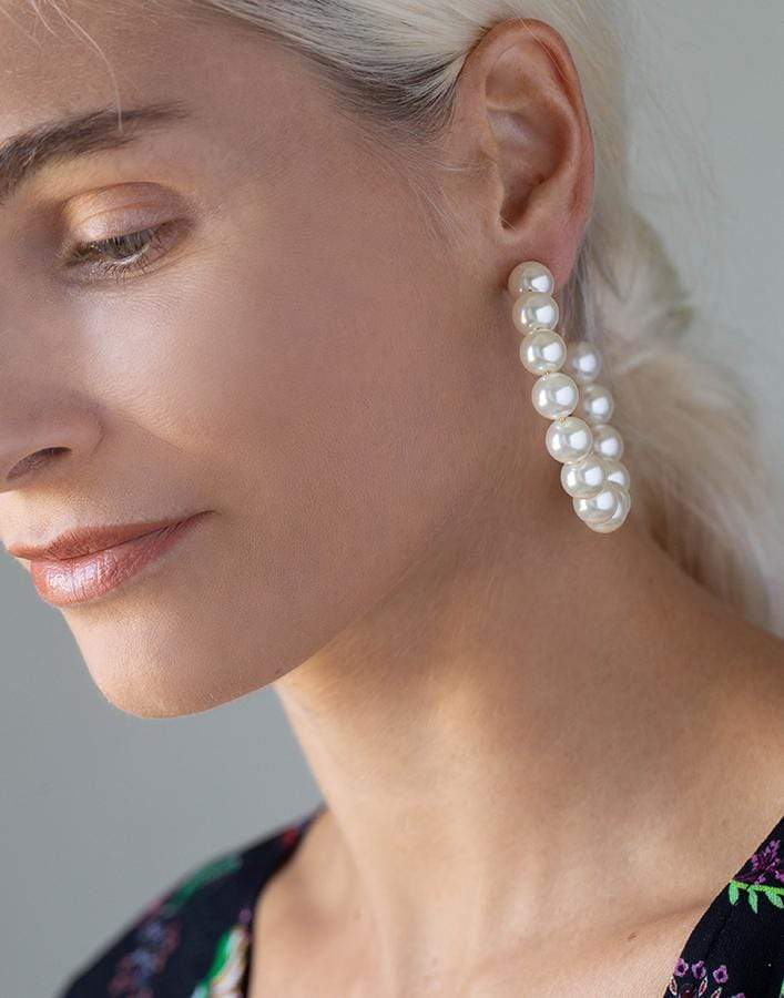 LELE SADOUGHI DESIGNS-Stardust Pearl Hoop Earrings-PEARL