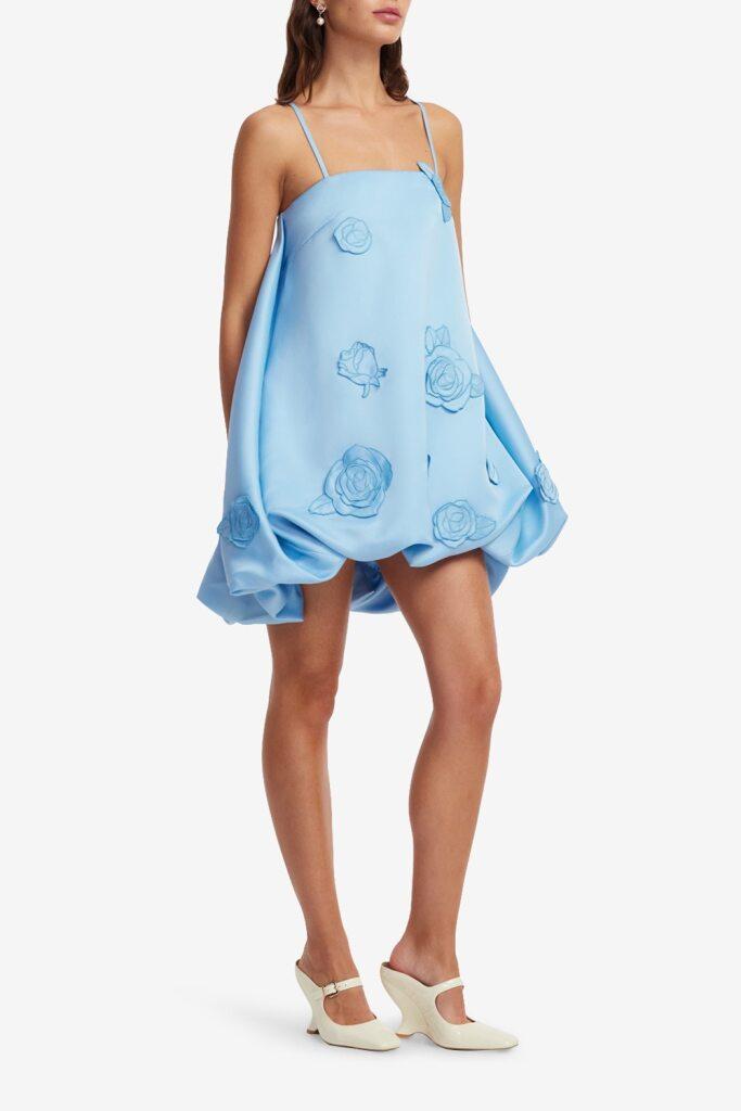 LEO LIN Patsy Applique Puff Mini Dress in Blue