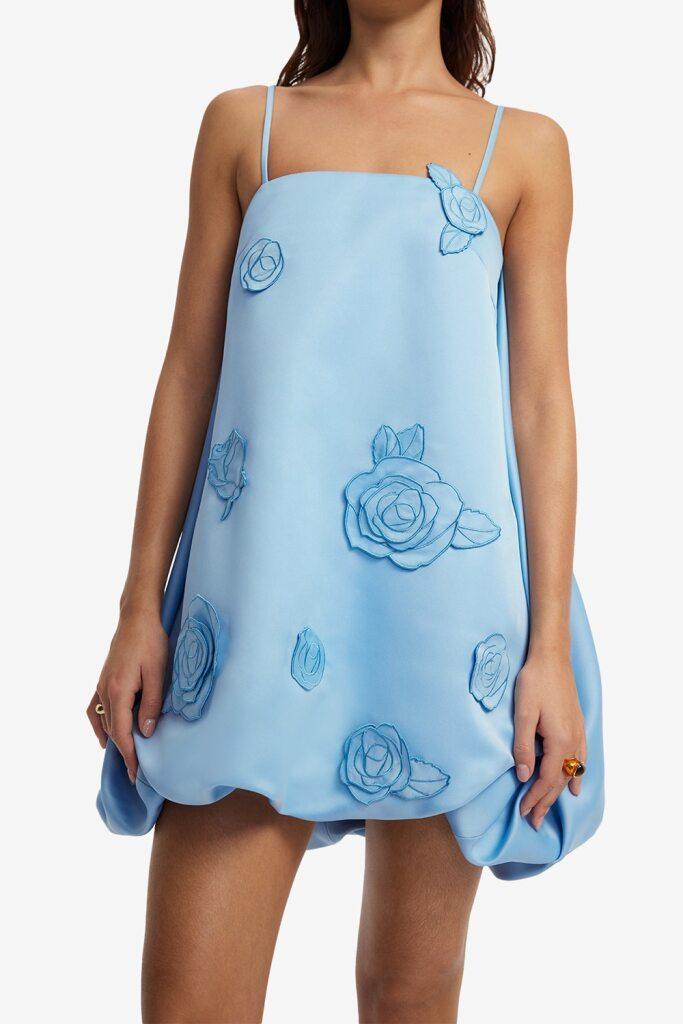 leo lin blue dress Patsy Applique Puff Mini in European lace Foal Ball Gn with US KIDS SIZE:13 Little Kid Relaxed silhouette