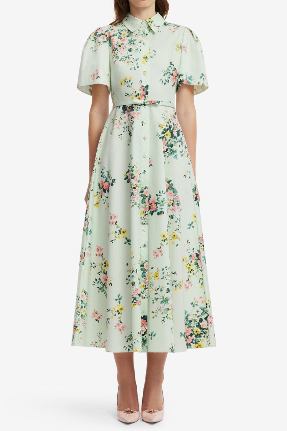 Bianca Short Sleeve Midi Dress-FLORAL-2-CLOTHINGDRESSCASUAL-LEO LIN