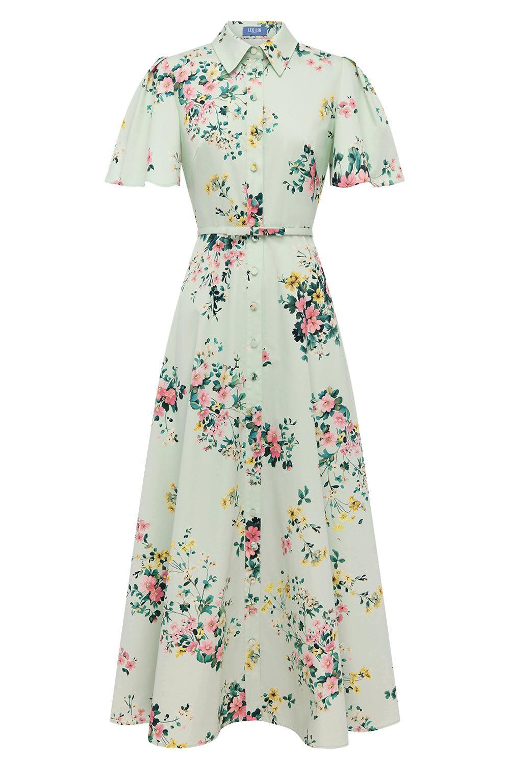  Bianca Short Sleeve Midi Dress-FLORAL-2-CLOTHINGDRESSCASUAL-LEO LIN 