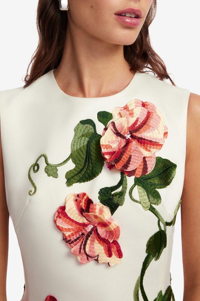 Cleo Dress - Vine Print Snow-FLORAL-2-CLOTHINGDRESSCASUAL-LEO LIN