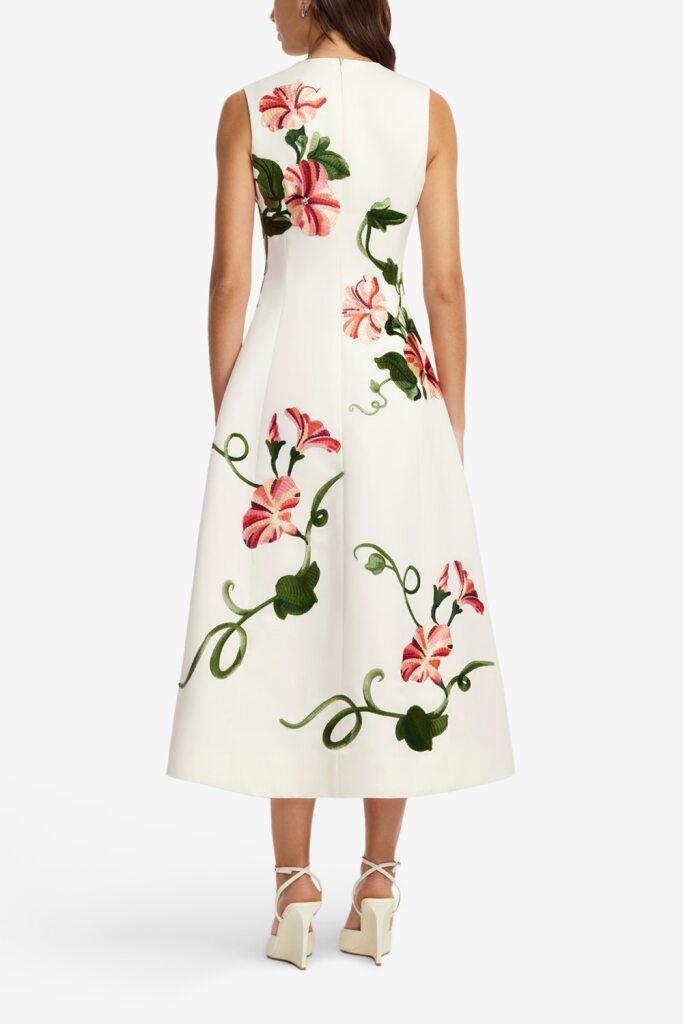 Cleo Dress - Vine Print Snow-FLORAL-2-CLOTHINGDRESSCASUAL-LEO LIN