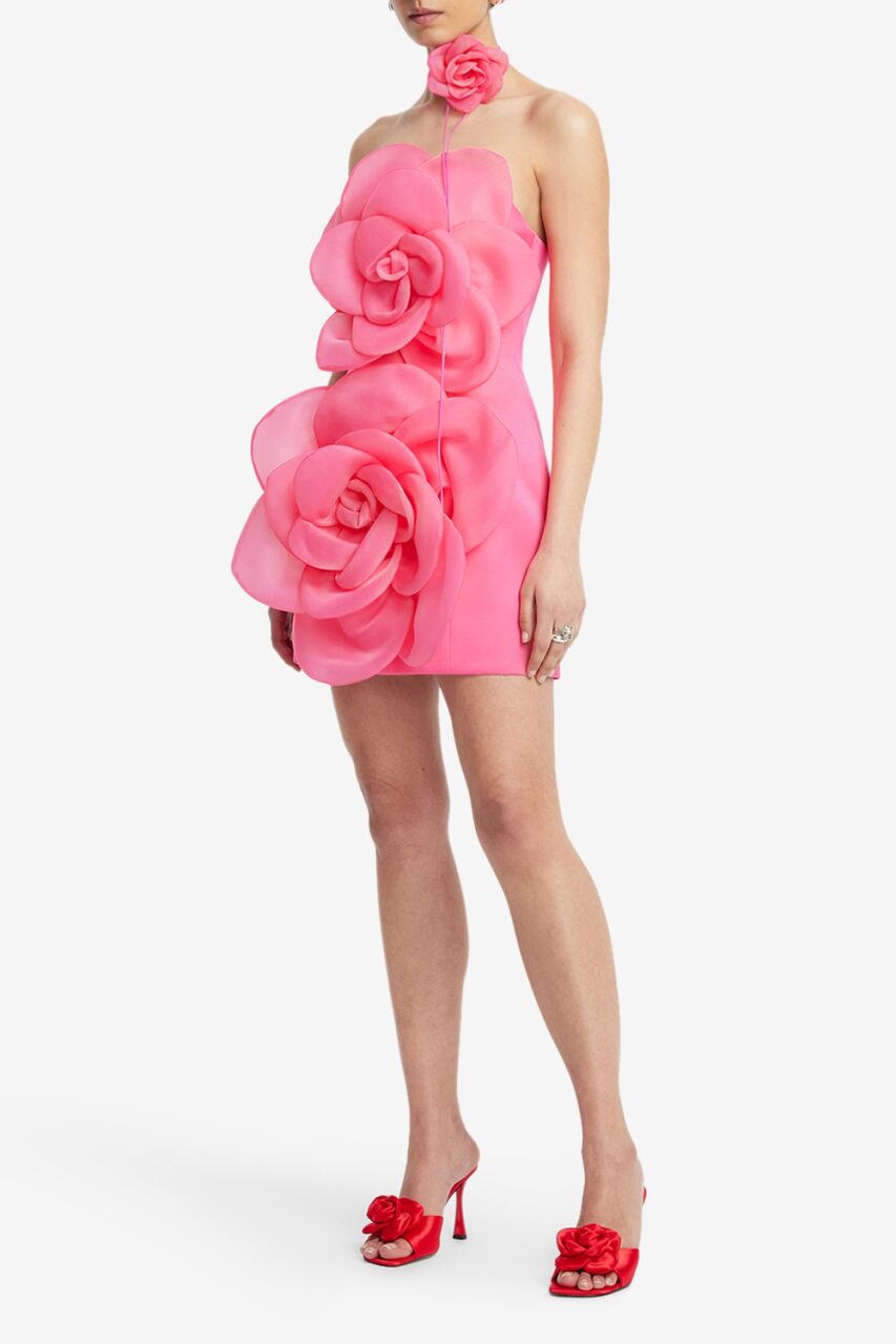 LEO LIN Floret Mini Dress in Fuchsia
