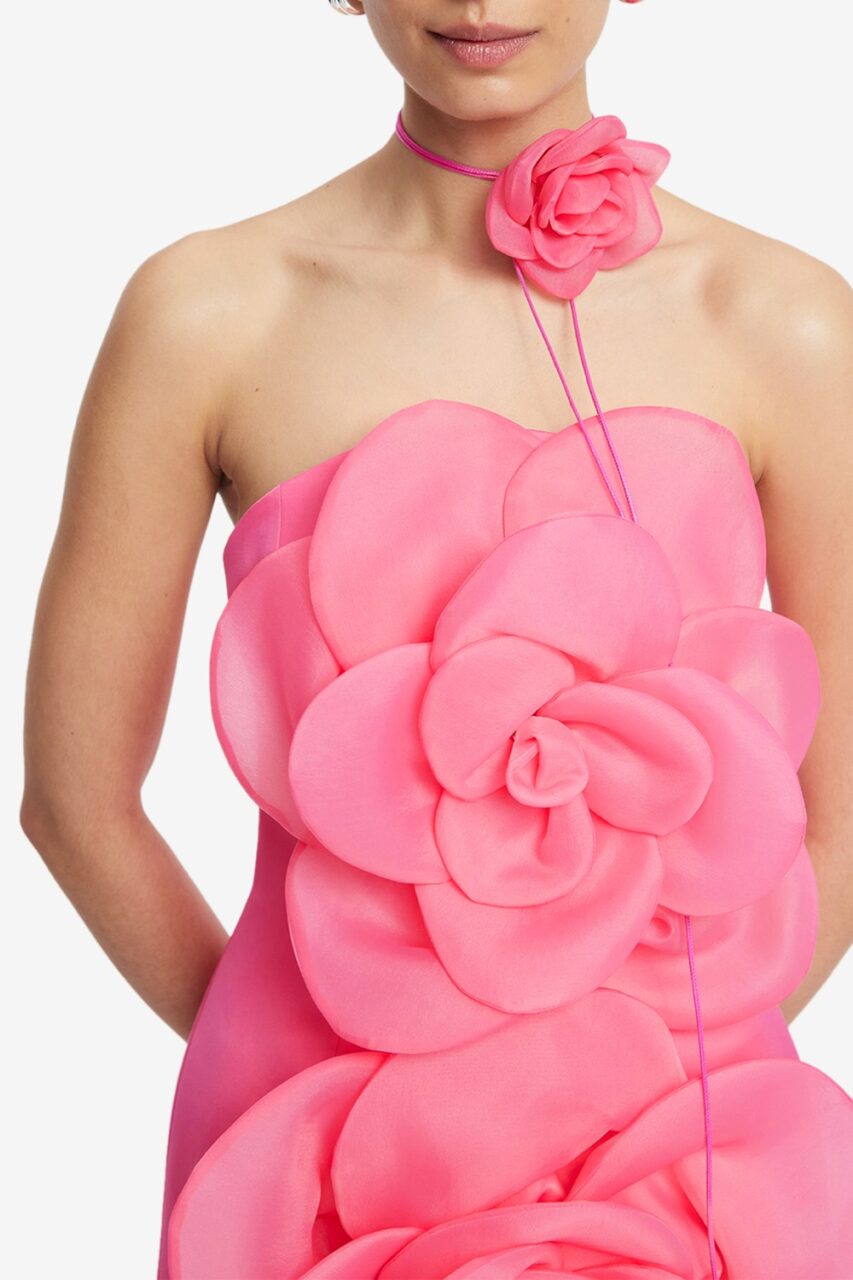 LEO LIN Floret Mini Dress in Fuchsia