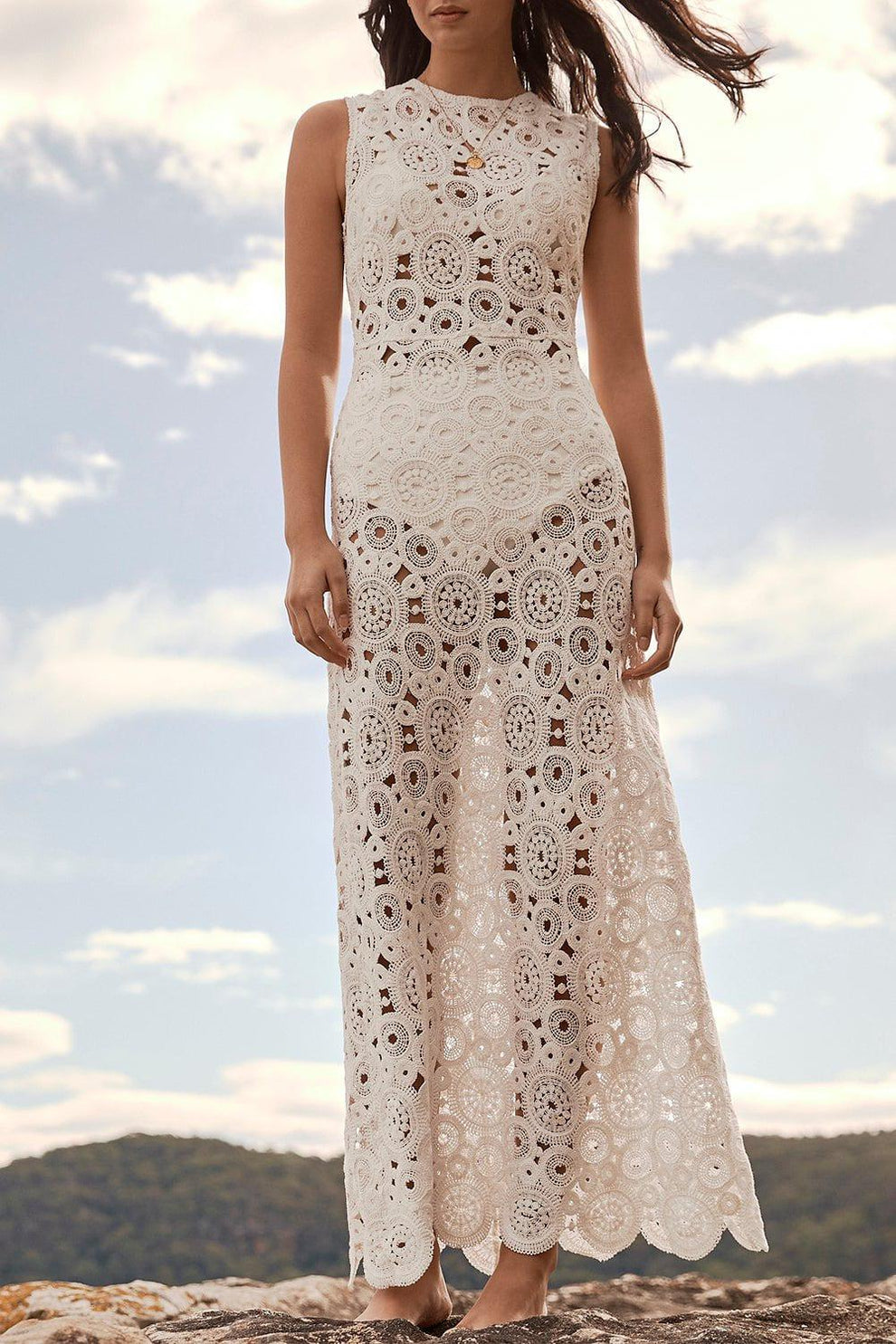 chinese dress ladies Brown chocolate slip dress 'Lace' main image 1