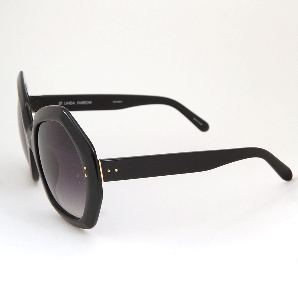 LINDA FARROW-Black Acetate Sunglasses-BLACK