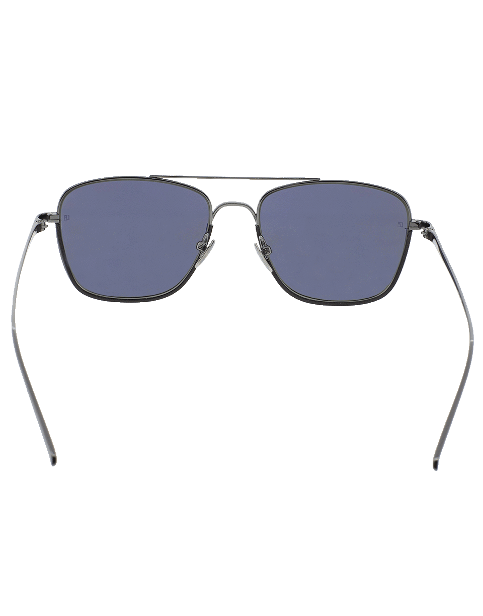 LINDA FARROW-Aviator Black Leather Sunglasses-BLCK/GREY