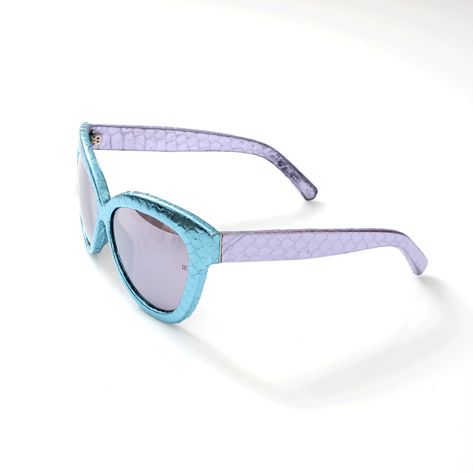 LINDA FARROW-Chunky Cat Eye Sunglasses-BLE/LAV