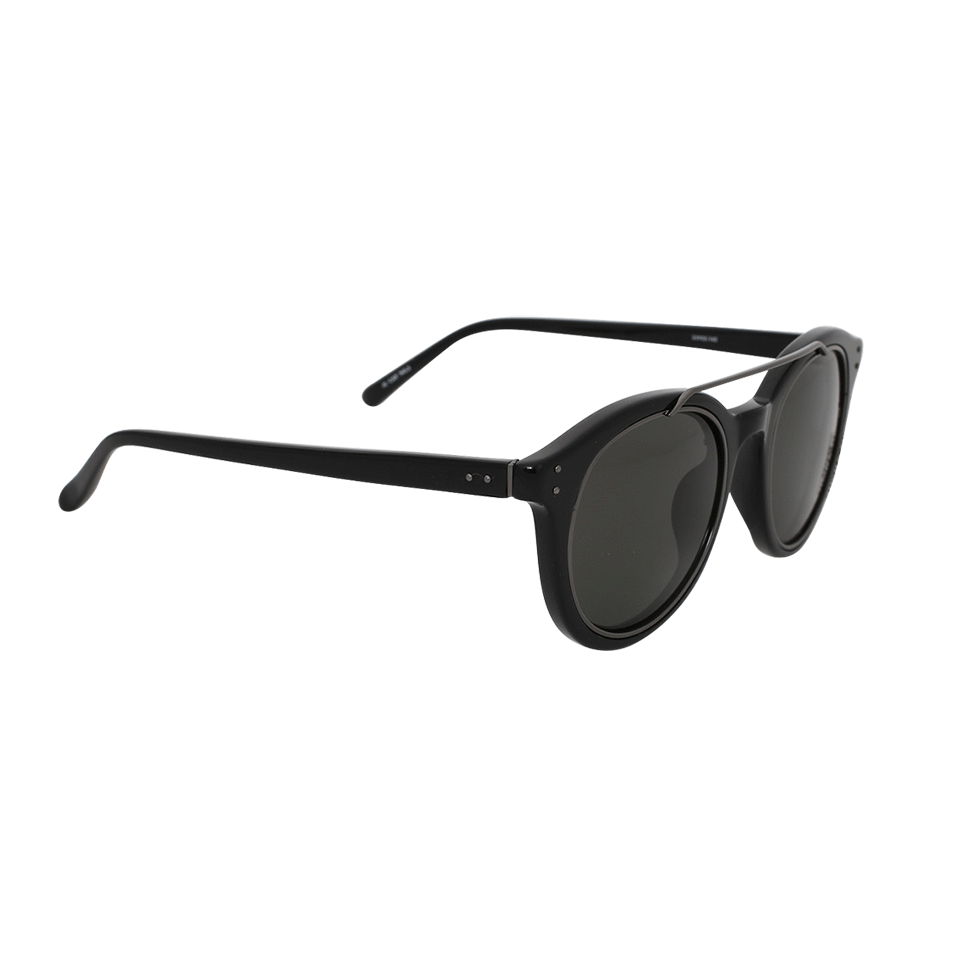 LINDA FARROW-Oval Browbar Sunglasses-BLK/GREY