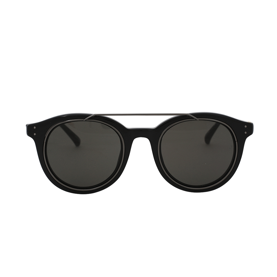 LINDA FARROW-Oval Browbar Sunglasses-BLK/GREY