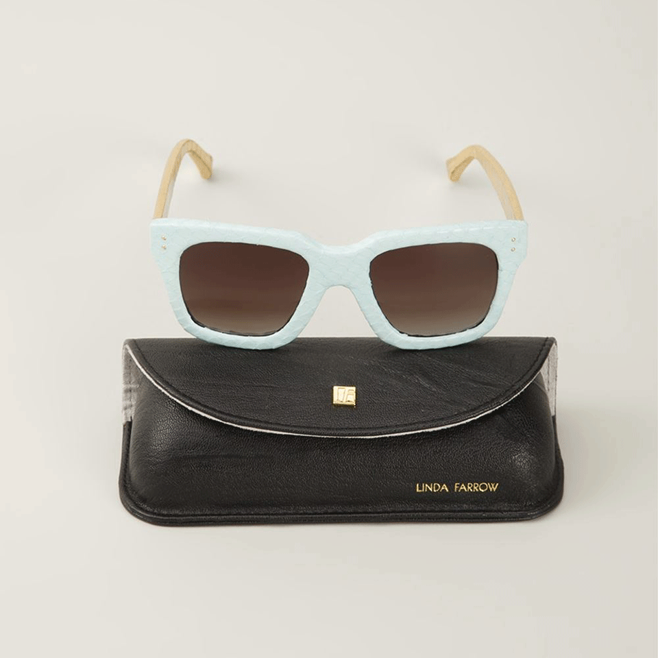 LINDA FARROW-D-Frame Sunglasses-BLUE/GLD