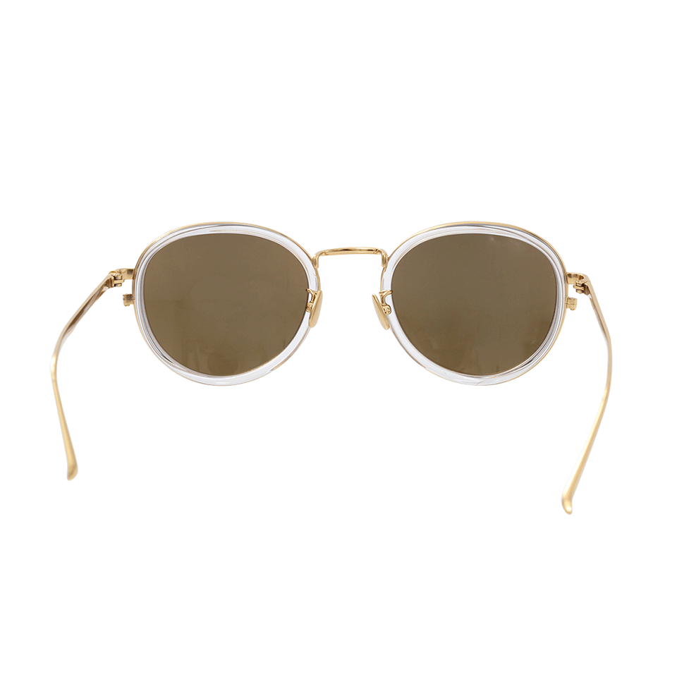 LINDA FARROW-Gold Oval Sunglasses-GOLD