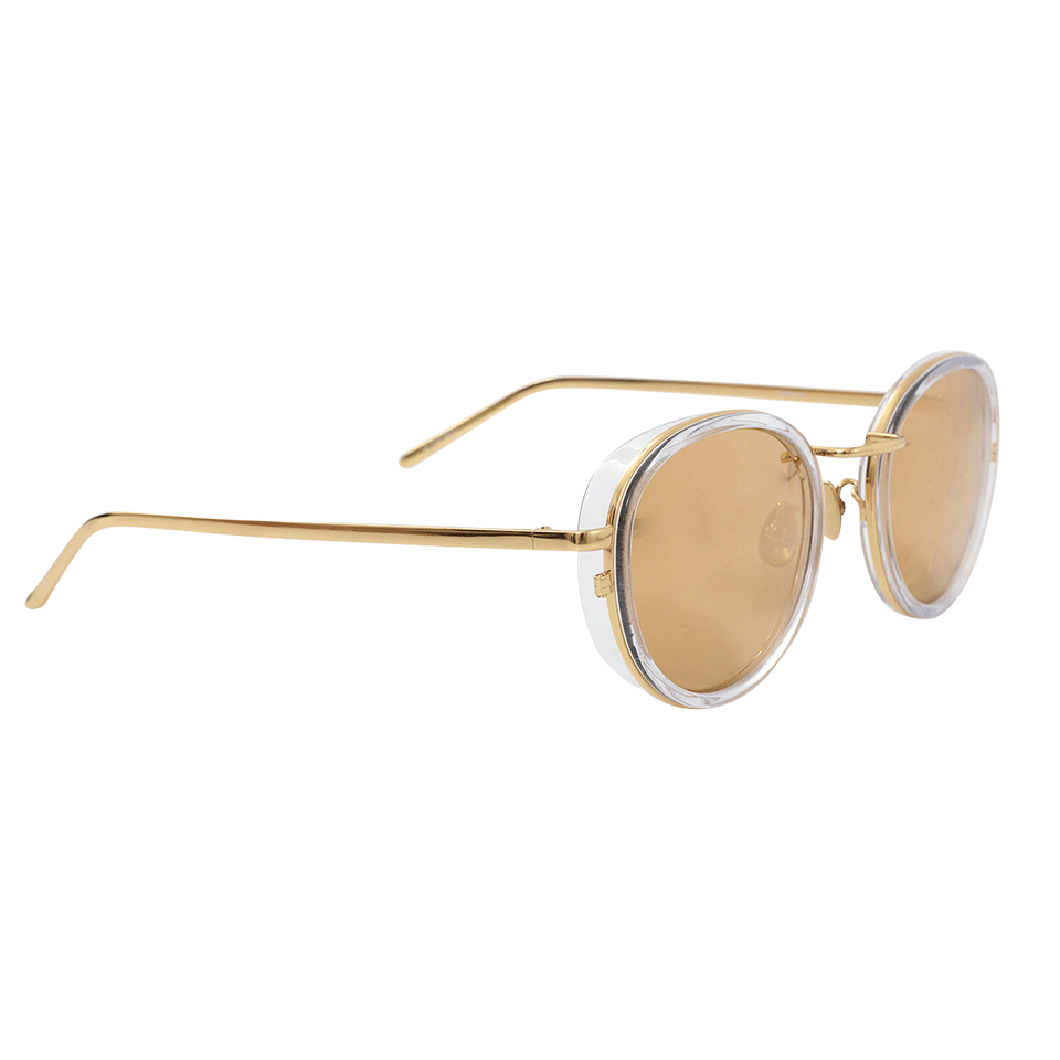 LINDA FARROW-Gold Oval Sunglasses-GOLD