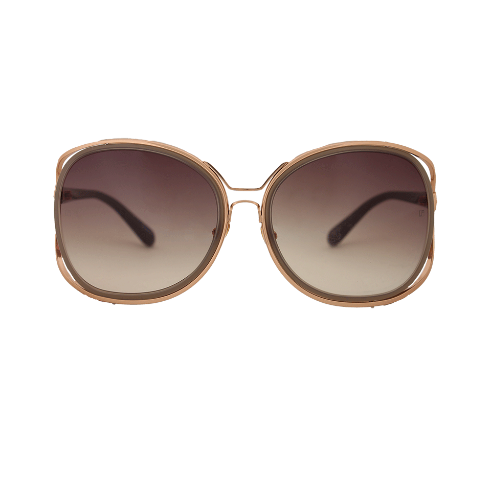 LINDA FARROW-Square Oversized Sunglasses-MOCHA