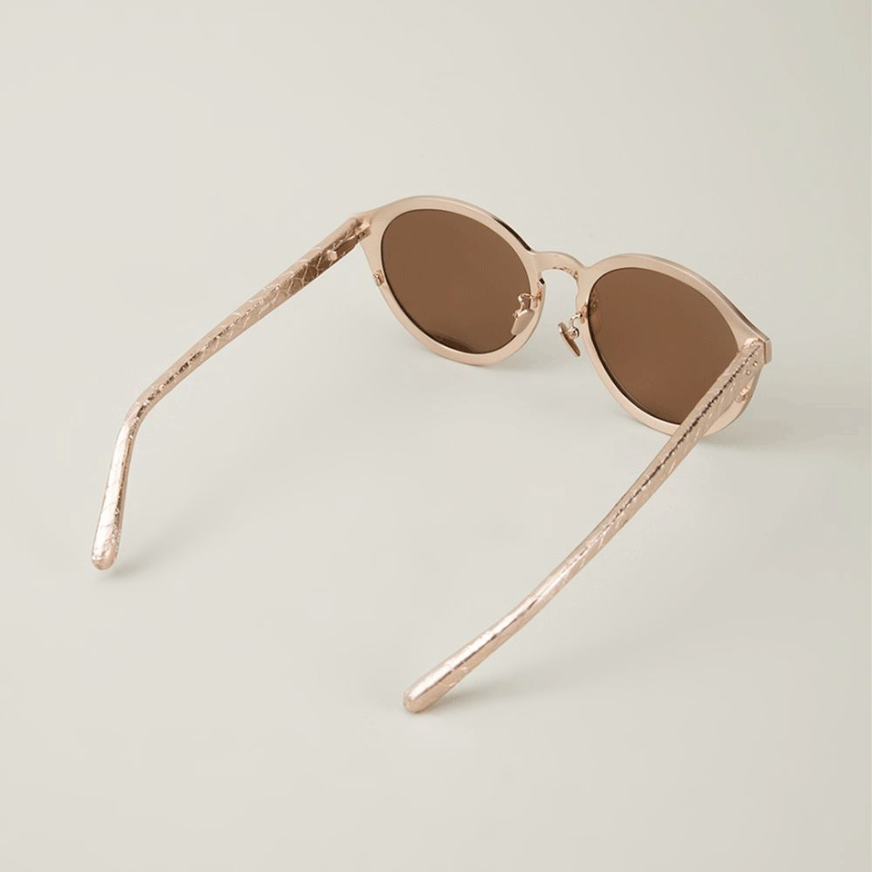 LINDA FARROW-Keyhole Sunglasses-ROSE GLD