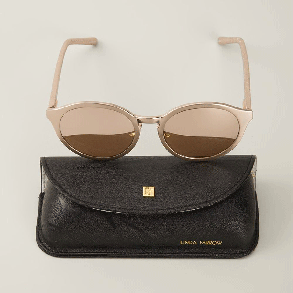 LINDA FARROW-Keyhole Sunglasses-ROSE GLD