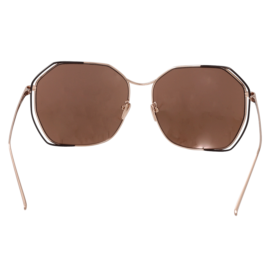 LINDA FARROW-Oversized Sunglasses-ROSE/GLD