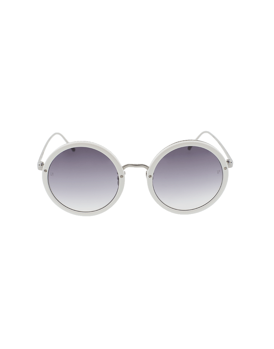 LINDA FARROW-Round Lenses Sunglasses-WHITE