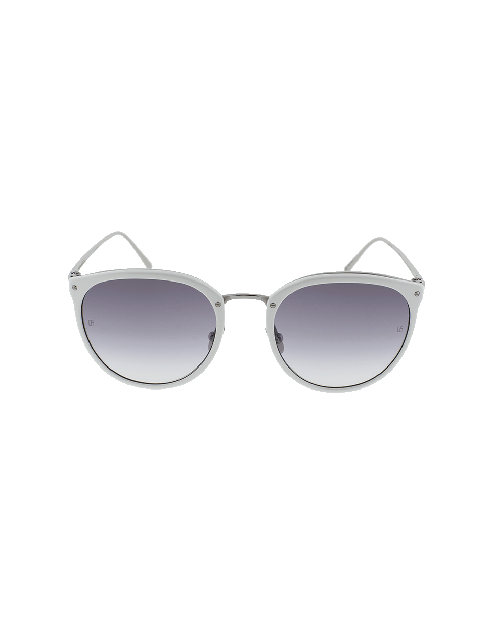 LINDA FARROW-White Framed Sunglasses-WHITE