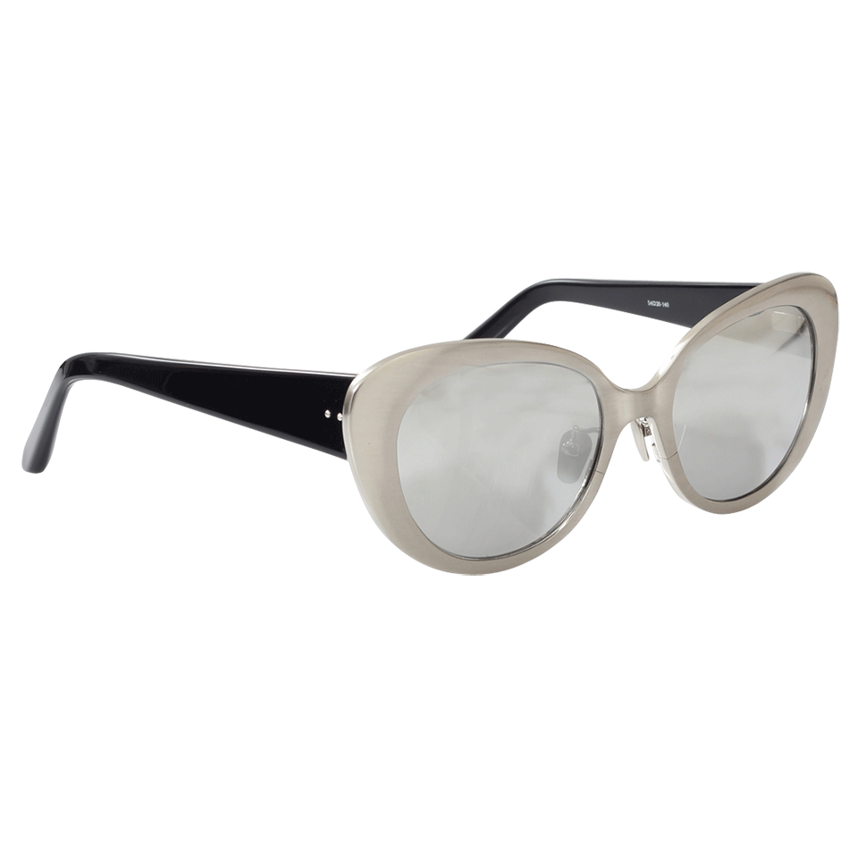 LINDA FARROW-Brush Metal Cateye Sunglasses-WHT GOLD