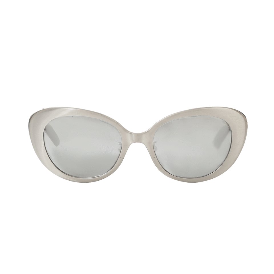 LINDA FARROW-Brush Metal Cateye Sunglasses-WHT GOLD