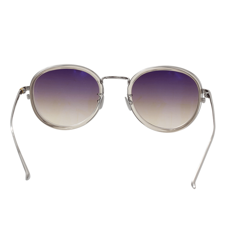 LINDA FARROW-White Gold Oval Sunglasses-WHT/GLD