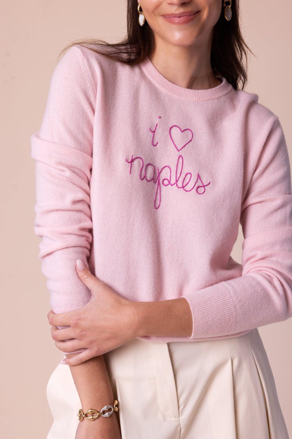 I Love Naples Crewneck - Peony | LINGUA FRANCA – Marissa Collections
