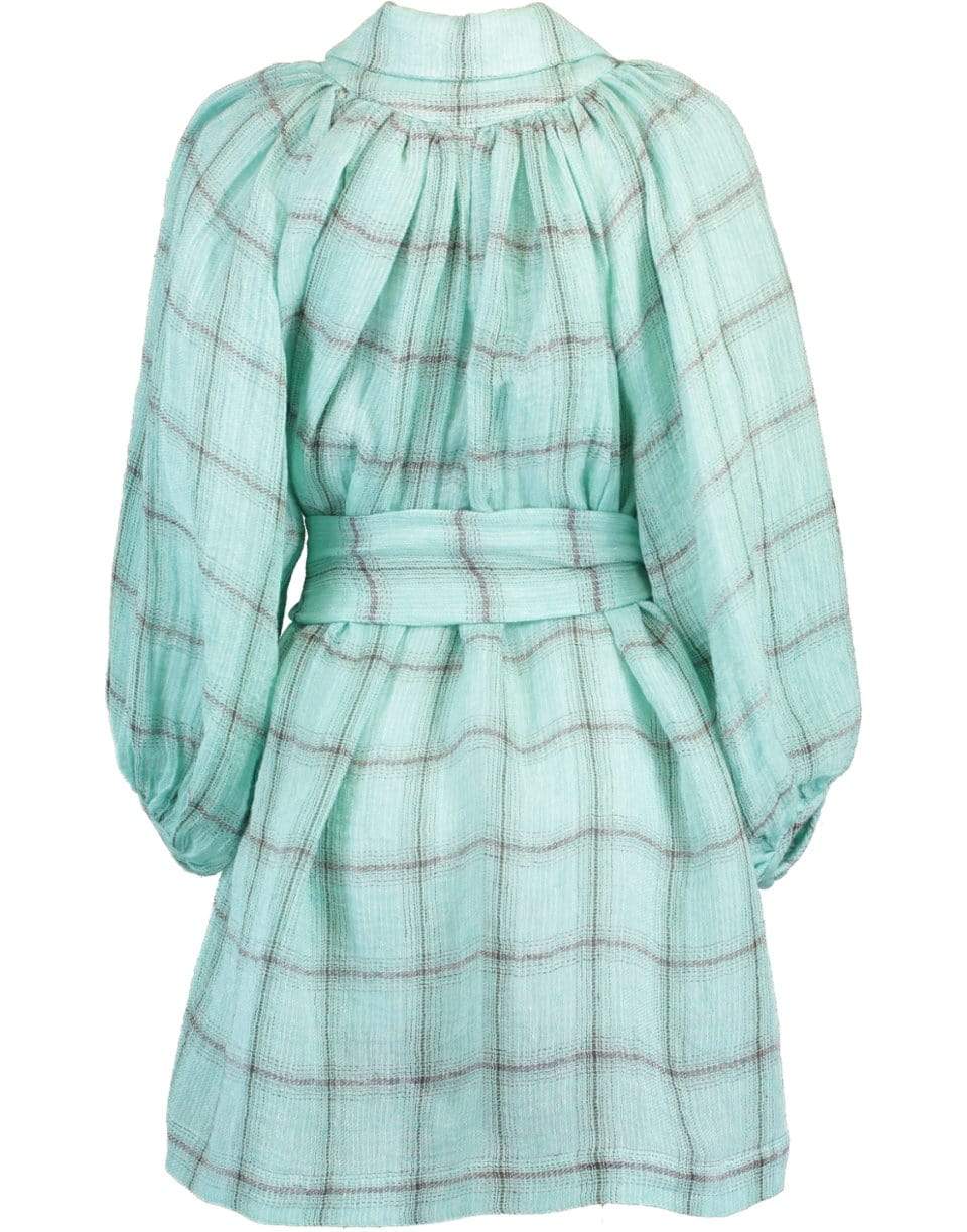 LISA MARIE FERNANDEZ-Poet Seafoam Windowpane Gauze Mini Dress-