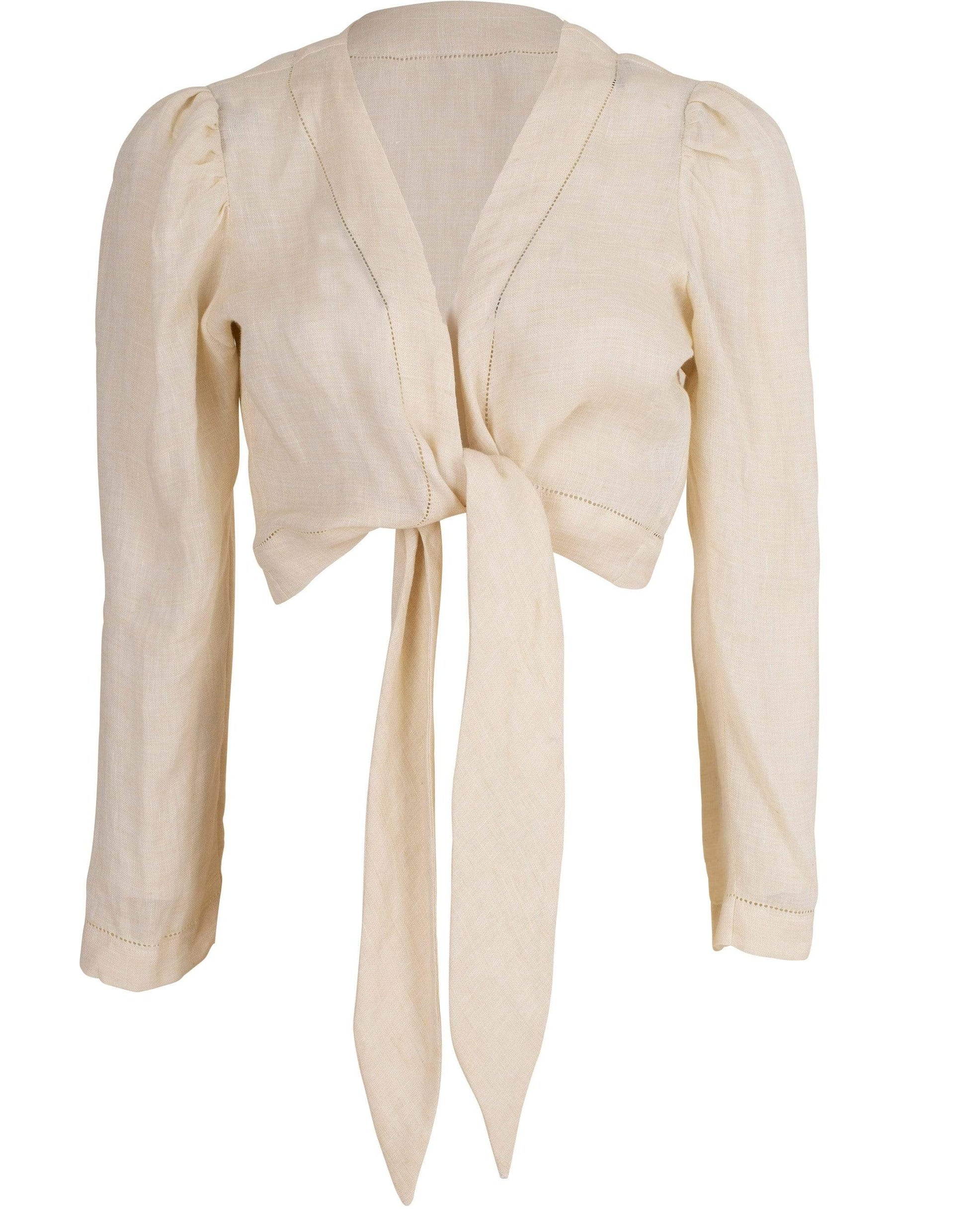 LISA MARIE FERNANDEZ-Linen Tie Blouse-