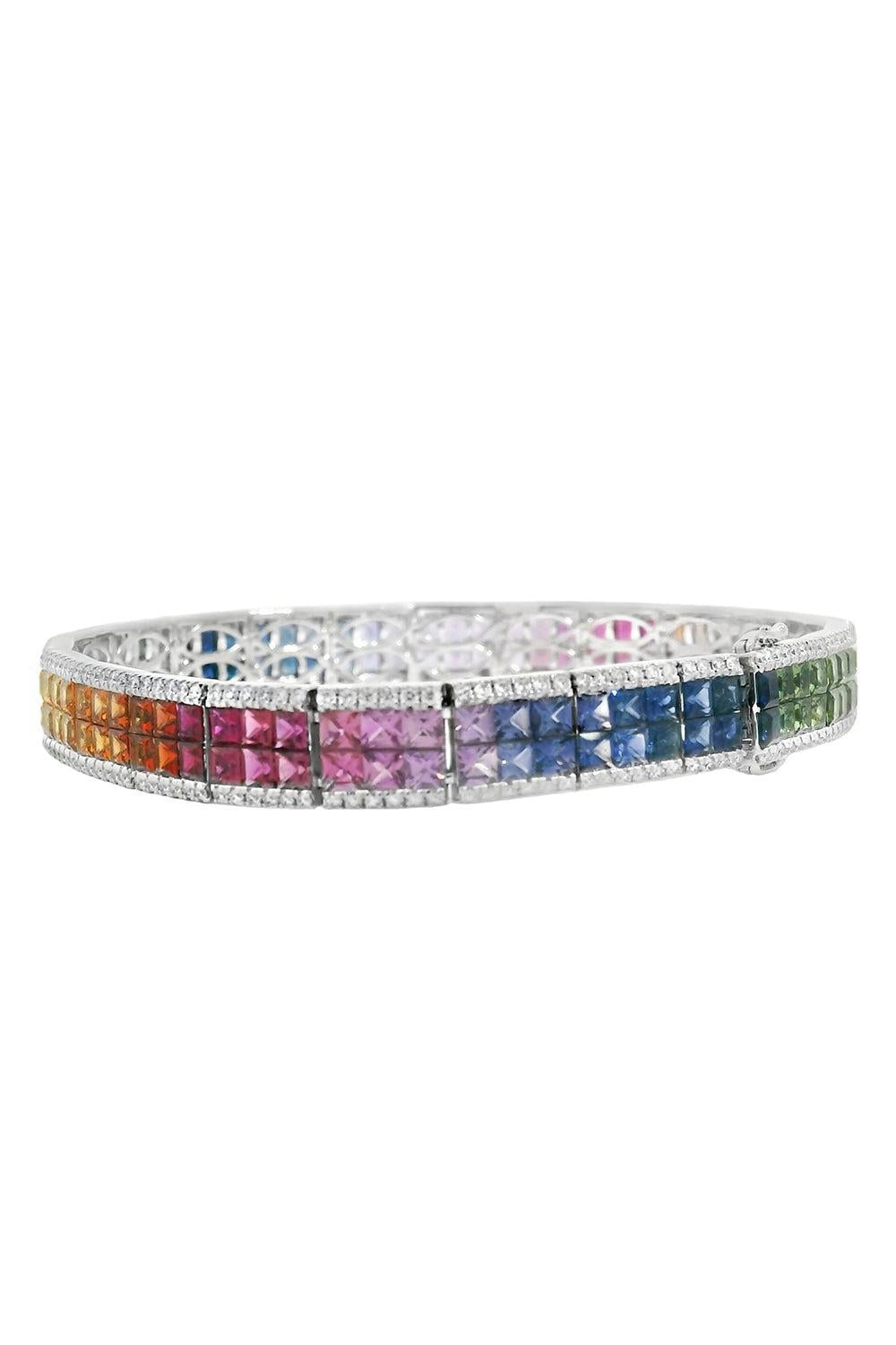 Rainbow Sapphire Double Row Bracelet-WHITE GOLD-JEWELRYFINE JEWELBRACELET O-LISA NIK