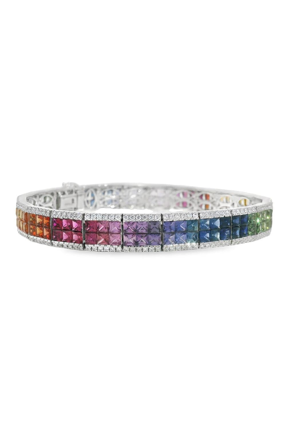 Rainbow Sapphire Double Row Bracelet-WHITE GOLD-JEWELRYFINE JEWELBRACELET O-LISA NIK